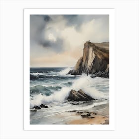 Vintage Coastal Seaside Painting (10) 1 Art Print