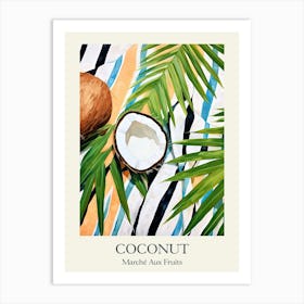 Marche Aux Fruits Coconut Fruit Summer Illustration 1 Art Print