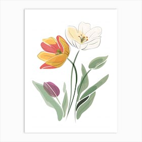 Minimalist Flower Line Art Art Print