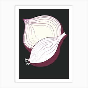 Onion On Black Background Art Print