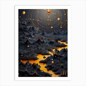 3D mountains celestial Art Print