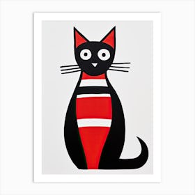 Geometric Whiskers: Minimalist Cubist Cat Art Print