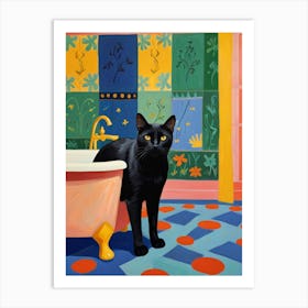 Black Cat In Bathtub 1 Art Print