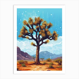 Joshua Tree In The Rain In Nat Viga Style (4) Art Print