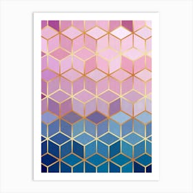 Golden squares and lines 2 Art Print