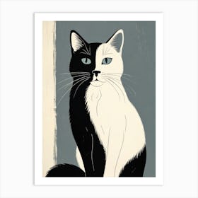 Black And White Cat Canvas Print Art Print