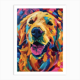 Golden Retriever dog colourful Painting Art Print