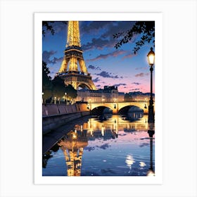 Eiffel Tower At Dusk 2 Art Print