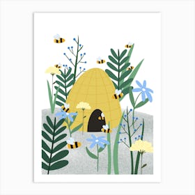 Buzzing Beehive Art Print