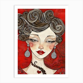 Girl With Curls Art Print