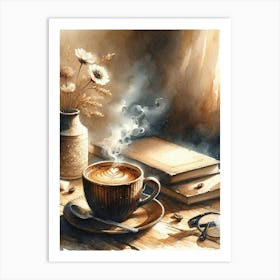 Coffee And Books 1 Art Print