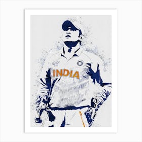 Ms Dhoni Painting Art Print