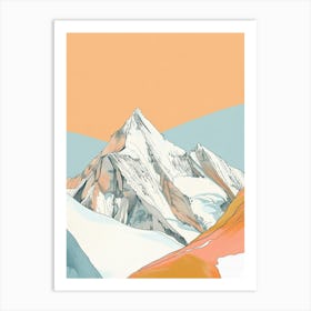 Grossglockner Austria Color Line Drawing (6) Art Print