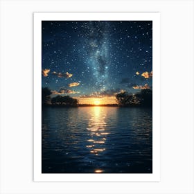 Starry Sky Over Water 6 Art Print