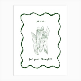 Green Penne For Your Thoughts Pasta Art Print