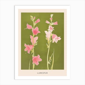 Pink & Green Larkspur 1 Flower Poster Art Print
