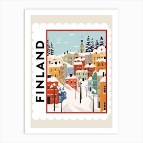 Retro Winter Stamp Poster Helsinki Finland 1 Art Print