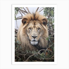 African Lion Realism Portrait 2 Art Print