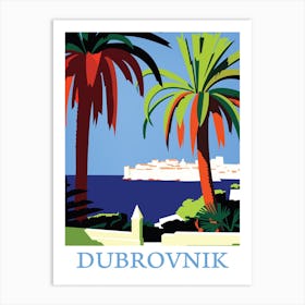 Dubrovnik, Palm Trees on the Adriatic Coast, Croatia Art Print