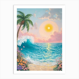 Tropical Sunset At The Beach Art Print