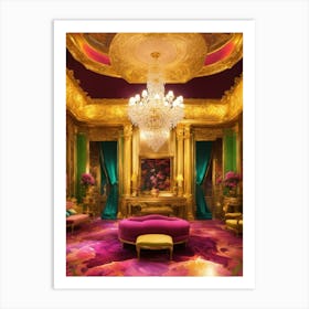 Gold And Purple Living Room Art Print