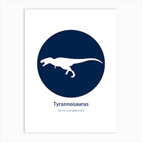 Dinosaur Tyrannosaurus Blue Nursery Art Print