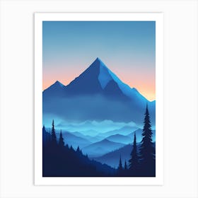 Misty Mountains Vertical Composition In Blue Tone 73 Art Print