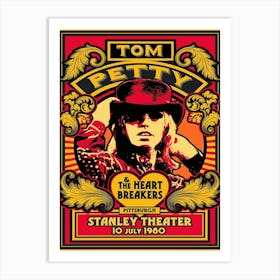 Tom Petty Poster Historic Stanley Theater Pittsburgh 1980 Art Print