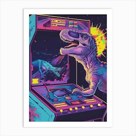 Dinosaur Retro Video Game Illustration 2 Art Print