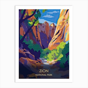 Zion National Park Travel Poster Matisse Style 3 Art Print