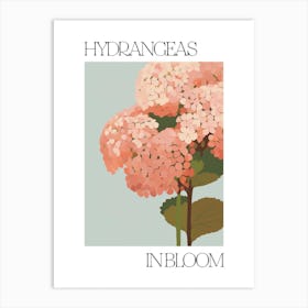 Hydrangeas In Bloom Flowers Bold Illustration 3 Art Print
