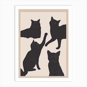 The Abstract Black Cats Art Print