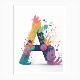 Colorful Letter A Illustration 63 Art Print