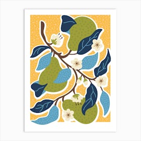 Pears And Flowers Art Print