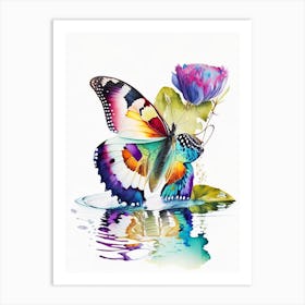 Butterfly On Lake Decoupage 4 Art Print