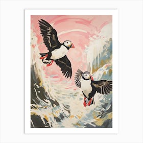 Vintage Japanese Inspired Bird Print Puffin 2 Art Print