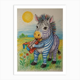 Zebra Playing Music Art Print