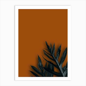 Black Leaves On Orange Background Art Print