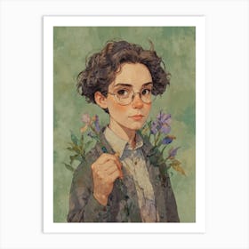 Girl With Flowers 6 Art Print