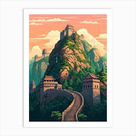 Great Wall Of China Pixel Art 3 Art Print