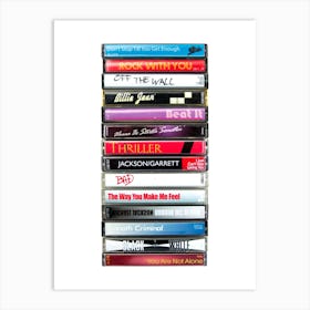 Michael Jackson - Music Poster - Singles on Cassette Print Art Print