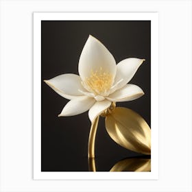 Dreamshaper V7 Vanilla Flower In Gold 1 Art Print