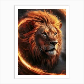 Lion In Flames 1 Art Print