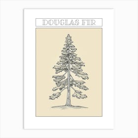 Douglas Fir Tree Minimalistic Drawing 1 Poster Art Print