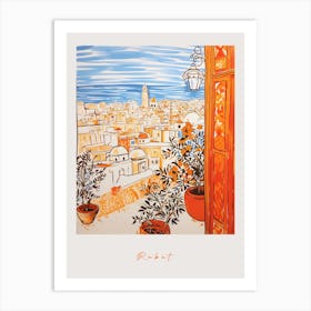 Rabat Morocco Orange Drawing Poster Art Print