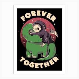 Forever Together - Cute Grim Reaper Dino Gift Art Print
