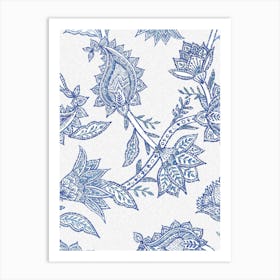 Blue Indienne Paisley Florals Art Print