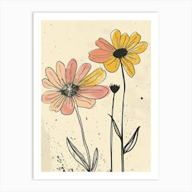 Daisies Boho Minimalist Style Art Print