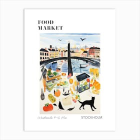 The Food Market In Stockholm 1 Illustration Poster Art Print