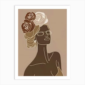 Black Woman With Roses Art Print